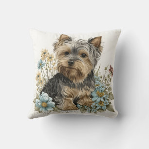 Schattige Waterverf Yorkshire Terrier Puppie Hond Kussen