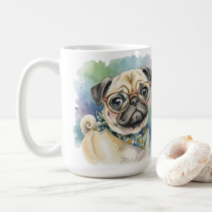 Schattige waterverfpoedel met bril koffiemok
