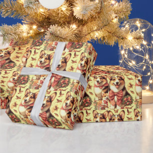 Schattige Welsh Corgi Cardigan Illustratie Cadeaupapier