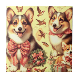 Schattige Welsh Corgi Cardigan Illustratie Tegeltje