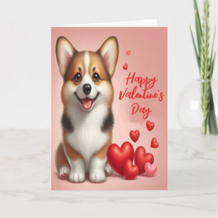 Schattige Welsh Corgi Dog Happy Valentijnsdag Feestdagen Kaart