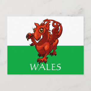 Schattige Welshe Draak Wales Vlag Voeg Uw Tekst Ca Briefkaart
