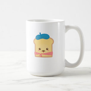schattige wentelteefjes met blauwe baret hoed koffiemok