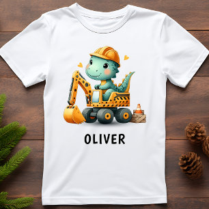 Schattige Werkdinosaurus op een Graafmachine T-shirt