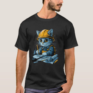Schattige werkende kat civiel ingenieur technicus t-shirt