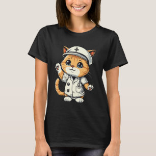 Schattige werkende kat verpleegkundige assistent t-shirt