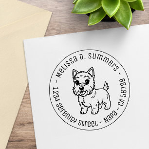 Schattige West Highland Terrier-hond Ronde Adres Rubberstempel