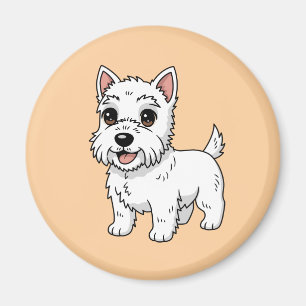Schattige West Highland White Terrier Hond Beige Magneet