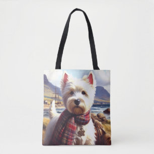 Schattige West Highland White Terrier schilderij Draagtas