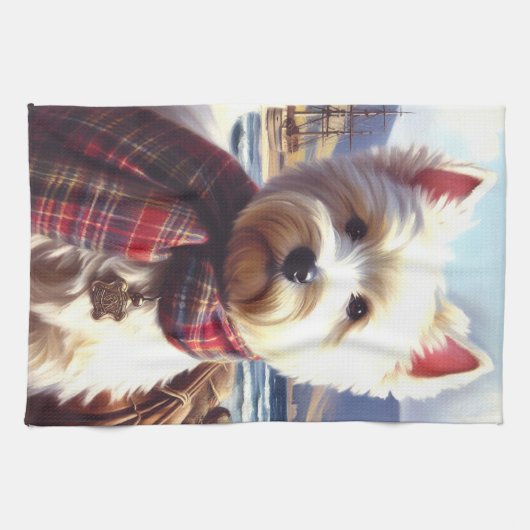 Schattige West Highland White Terrier schilderij Theedoek (Horizontaal)