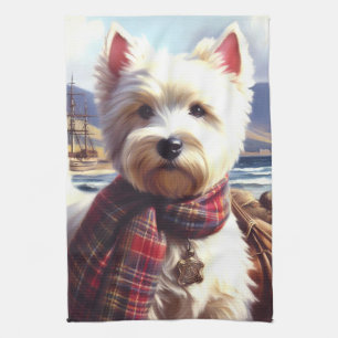 Schattige West Highland White Terrier schilderij Theedoek