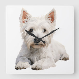 SCHATTIGE WEST HIGHLAND WITTE TERRIER HOND VIERKANTE KLOK