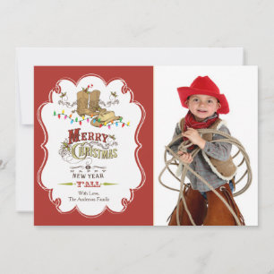 Schattige westerse kerstfoto kaart