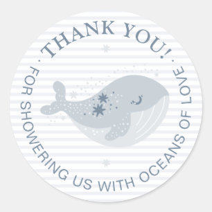 Schattige Whale Blue Boy Baby shower Ronde Sticker