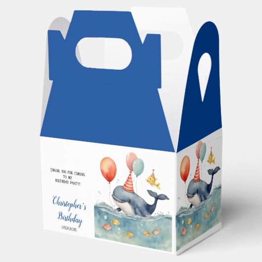 Schattige Whale Boy's Verjaardagsfeest Bedankdoosjes (Geopend)