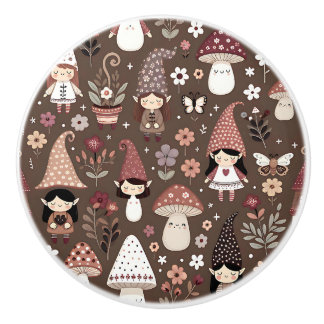 Schattige Whimsical Bruine Fee Kabouter Elfen Keramische Knop