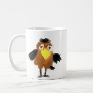 Schattige Whimsical Bruine Vogel Digitale Illustra Koffiemok