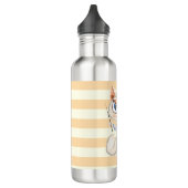 Schattige whimsical Cat op Stripes-Personalized Waterfles (Links)