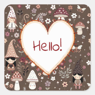 Schattige Whimsical Feeërieke Kabouters en Paddens Vierkante Sticker