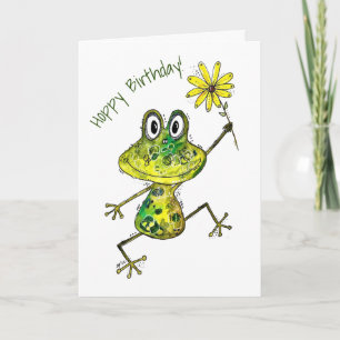 Schattige Whimsical Gelukkige Kikker Kaart