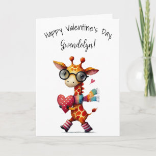Schattige Whimsical Giraffe Gelukkige Valentijnsda Kaart