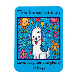 Schattige Whimsical Hond Met Bericht Magneet