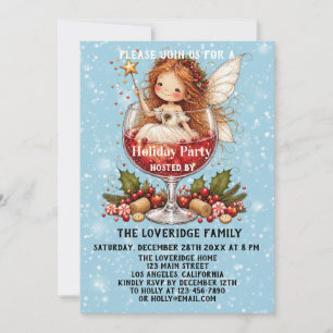 Schattige Whimsical Kerst Elfen Blau Vakantie Fees Kaart