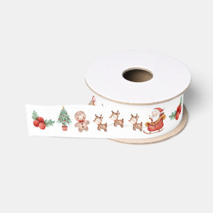 Schattige Whimsical Kerstman Sneeuwman Rendier Grosgrain Lint