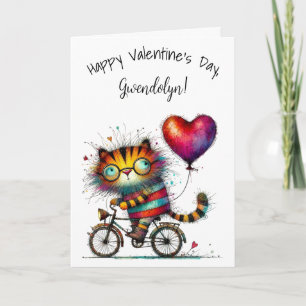 Schattige Whimsical Tijger Gelukkig Valentijnsdag Kaart