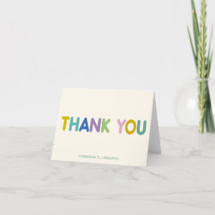 Schattige Whimsical Typografie Gepersonaliseerde N Bedankkaart