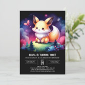 Schattige Whimsy Fox Verjaardag digitaal Kaart (Staand voorkant)