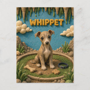 Schattige Whippet Puppy, Baby Hond Briefkaart