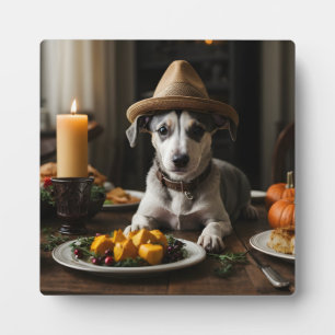 Schattige Whippet Puppy Pilgrim Pet Thanksgiving D Fotoplaat
