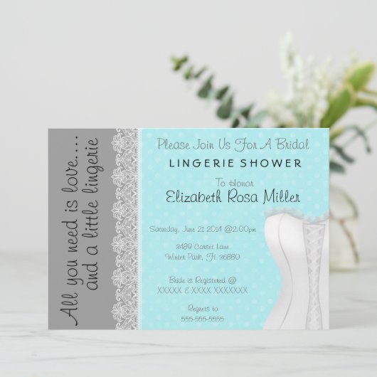 Schattige White Lace Corset Lingerie Vrijgezellenf Kaart (Staand voorkant)