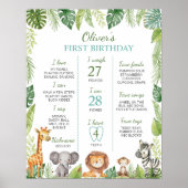 Schattige Wild One Safari 1e Verjaardag Mijlpaal t Poster (Voorkant)