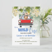 Schattige Wild One Safari Dierenliefde Auto 1e Ver Kaart (Staand voorkant)