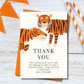 Schattige Wild One Safari Tigers Kids Verjaardag Bedankkaart
