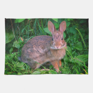 Schattige Wilde Bruine Konijn Natuur Theedoek