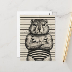 Schattige Wilde Dieren Criminelen Bosmarmot Briefkaart