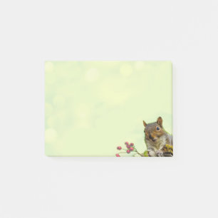 Schattige wilde eekhoorn op limoengroen post-it® notes