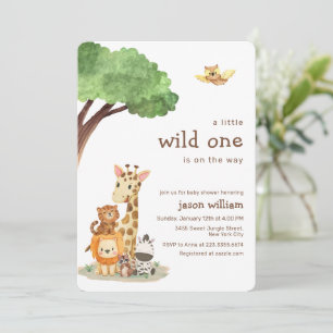 Schattige Wilde Een Jungle Safari Dieren Baby Show Kaart