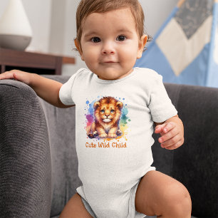 Schattige Wilde kind waterverf Leeuw gepersonalise Romper
