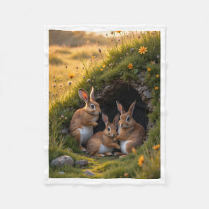 Schattige Wilde Konijnen bij Hol in de Natuur Vlie Fleece Deken