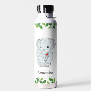 Schattige wilde olifant op witte waterfles