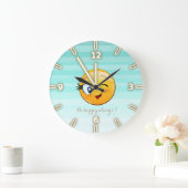 Schattige windenergie Emoji Face-Be altijd gelukki Grote Klok (Huis)