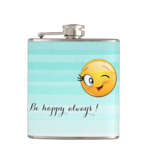 Schattige windenergie Emoji Face-Be altijd gelukki Heupfles