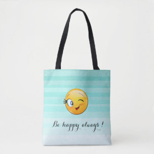 Schattige windenergie Emoji Face-Be altijd gelukki Tote Bag