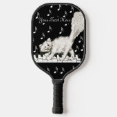 Schattige Winking White Cat op Piano Keys Muziekno Pickleball Paddle (Achterkant)