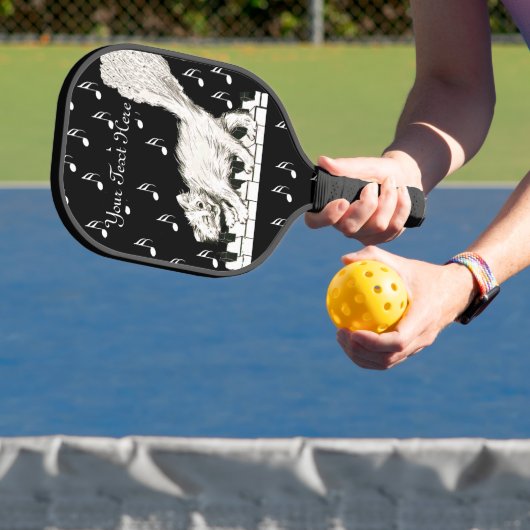 Schattige Winking White Cat op Piano Keys Muziekno Pickleball Paddle (Insitu)