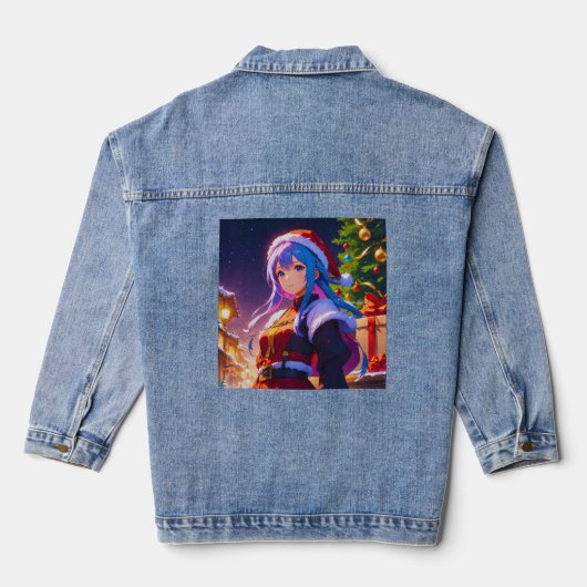 Schattige Winter Anime Meisje Denim Jas Jacket (Achterkant)